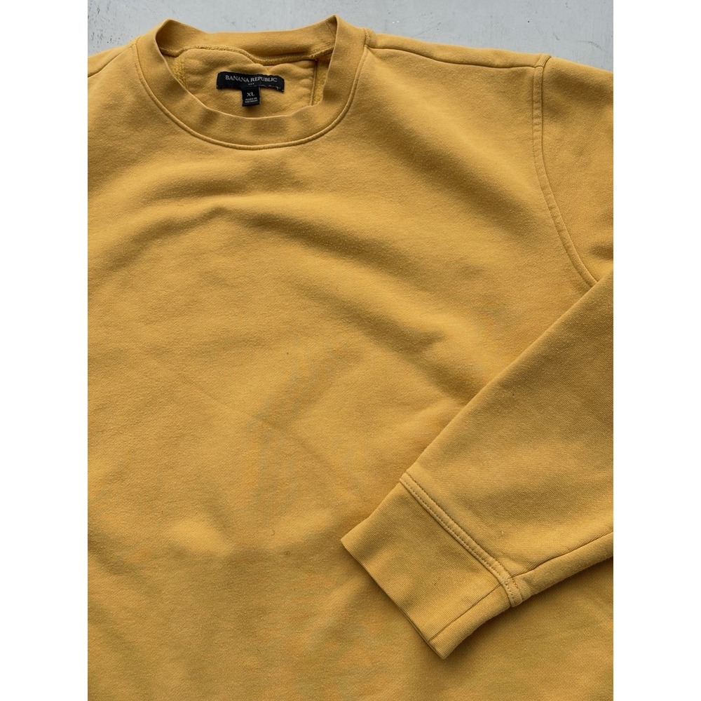 Men's Banana Republic Sweatshirt Yellow Solid XL Casual Essential Lounge City